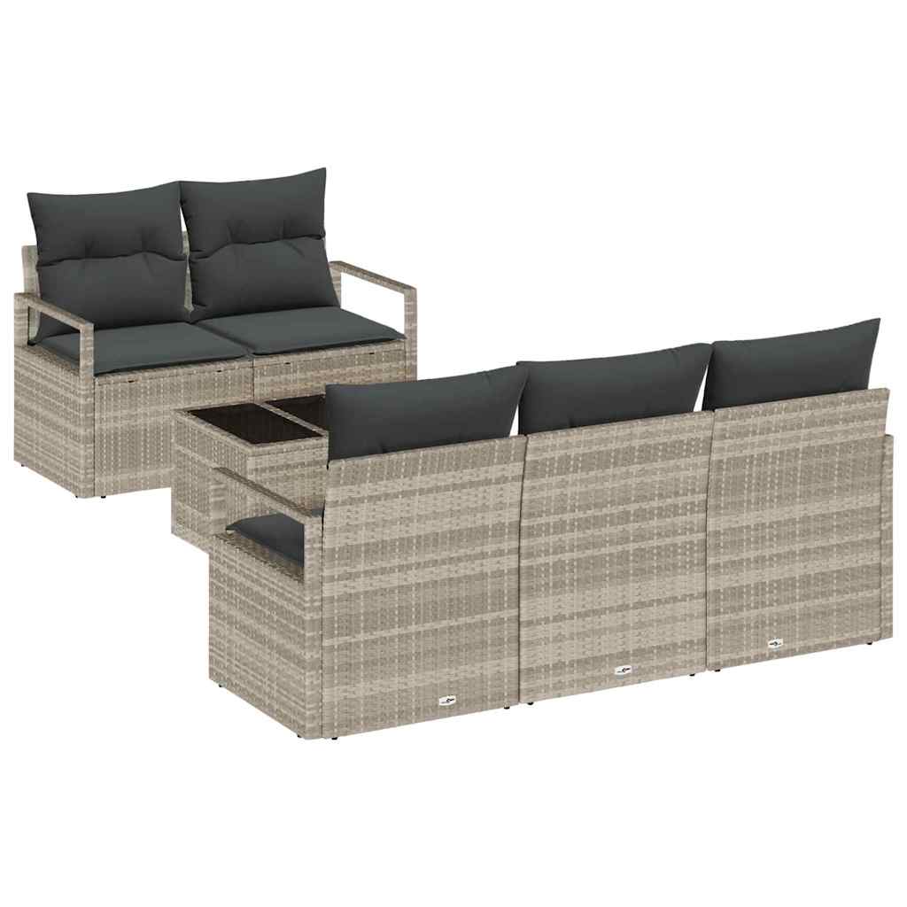 Garten-Sofa-Set mit Kissen 6 pcs Hellgrau und Dunkelgrau